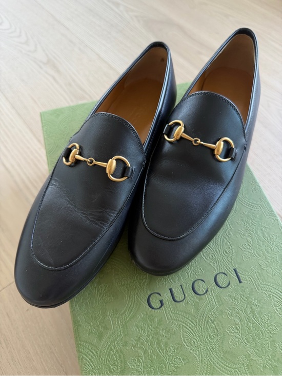 Gucci Shoes - Gucci Black Leather Loafers with Gold Horsebit